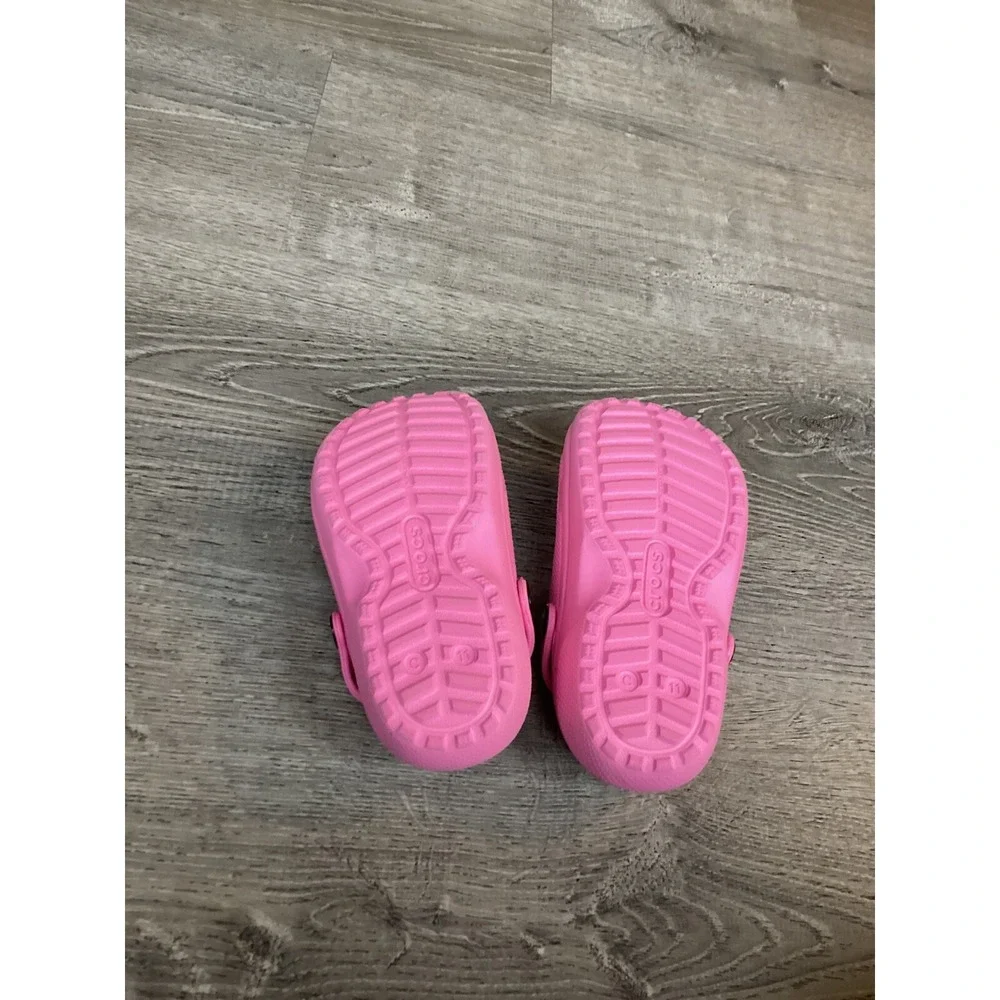 Crocs Youth Girls Size 11 C11 Faux Fur Lined Pink Slip On Comfort Shoes 203506